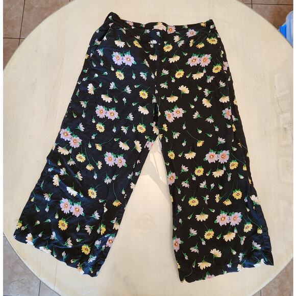Loft Women's SZ Large Linen Floral Wide Leg Pants - Picture 1 of 8